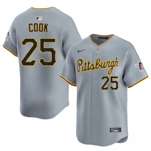 Billy Cook #25 PIT Baseball Jersey | Official Men Gray Sewn Edition 43371859
