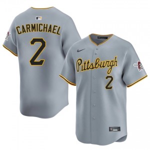 Easton Carmichael #2 Pirates Baseball Jersey | Classic Men Gray Stitched Edition 54502726