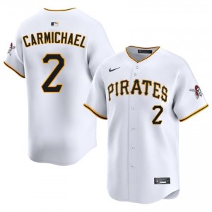 White Easton Carmichael #2 Pittsburgh Buccos Baseball Sewn Jersey | Durable Men Fit 42635421