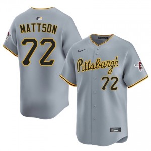 Isaac Mattson #72 PIT Baseball Jersey | Elite Men Gray Embroidery Edition 19959006