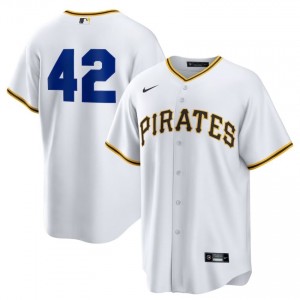White Jackie Robinson Day #42 Pirates Baseball Embroidery Jersey | Replica Men Fit 86648868