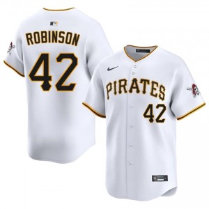White Jackie Robinson #42 Pirates Baseball Sewn Jersey | Iconic Men Fit 86139167