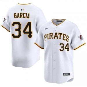 White Jhostynxon Garcia #34 Pittsburgh Pirates Baseball Stitched Jersey | Licensed Men Fit 70278381