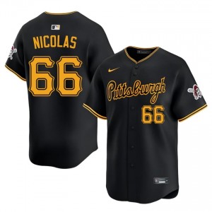 Licensed Kyle Nicolas #66 Black Baseball Stitched Jersey | PIT Pirates Men Collection Edition 80146161