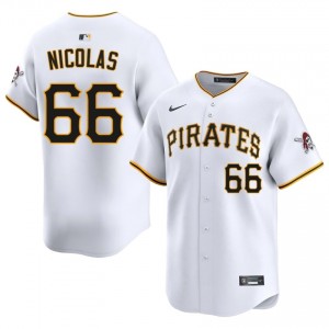 White Kyle Nicolas #66 Pittsburgh Pirates Baseball Sewn Jersey | Professional Men Fit 39887182