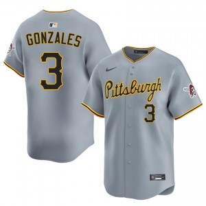 Nick Gonzales #3 PIT Baseball Jersey | Official Men Gray Stitch Edition 97864648
