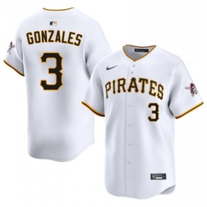 White Nick Gonzales #3 PIT Pirates Baseball Embroidery Jersey | MLB Men Fit 43685989