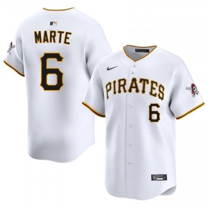 White Starling Marte #6 Pirates Baseball Embroidery Jersey | MLB Men Fit 70023673