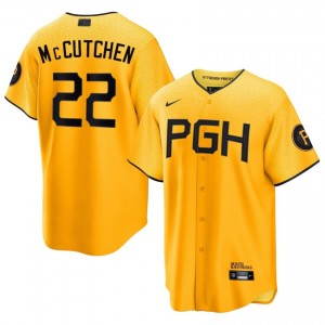 #22 Andrew McCutchen Authentic Men City Connect Baseball Jersey | PIT Pirates Gold Fan Gear 33854810
