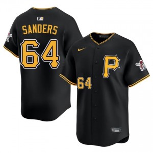 Men Cam Sanders #64 Black Limited Stitch Jersey | Pittsburgh Buccos Authentic Baseball Gear 97925944