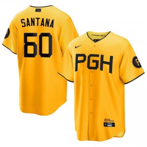 #60 Dennis Santana Classic Men City Connect Baseball Jersey | PIT Gold Fan Gear 29938169