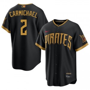 Premium Easton Carmichael #2 Blcak City Connect Baseball Stitch Jersey | Pittsburgh Buccos Men Collection Edition 62252433