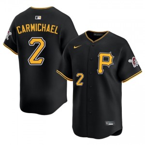 Men Easton Carmichael #2 Black Limited Embroidery Jersey | Pittsburgh Pirates Elite Baseball Gear 51302364