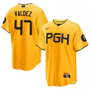 #47 Enmanuel Valdez Authentic Men City Connect Baseball Jersey | Pirates Gold Fan Gear 28624536