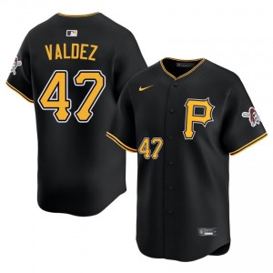 Men Enmanuel Valdez #47 Black Limited Embroidery Jersey | Pittsburgh Pirates Official Baseball Gear 54121701