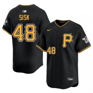 Men Evan Sisk #48 Black Limited Stitched Jersey | PIT Pirates Gameday Baseball Gear 50397464