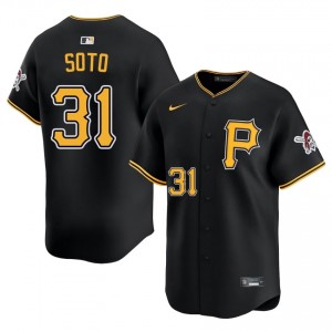 Men Gregory Soto #31 Black Limited Embroidery Jersey | Pirates Classic Baseball Gear 72222138