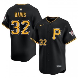 Men Henry Davis #32 Black Limited Stitched Jersey | Pittsburgh Pirates Genuine Baseball Gear 60357729