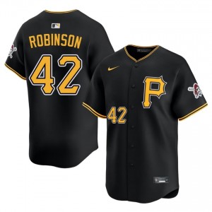 Men Jackie Robinson #42 Black Limited Stitch Jersey | PIT Pirates Official Baseball Gear 38634250