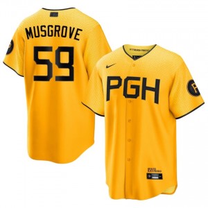#59 Joe Musgrove Authentic Men City Connect Baseball Jersey | Pittsburgh Pirates Gold Fan Gear 32578606