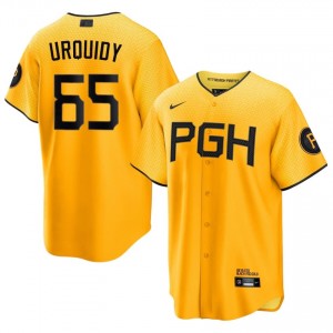 #65 Jose Urquidy Gameday Men City Connect Baseball Jersey | Pirates Gold Fan Gear 98436164