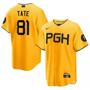 #81 Joshua Tate Pro-Grade Men City Connect Baseball Jersey | Pirates Gold Fan Gear 42401256