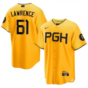 #61 Justin Lawrence Classic Men City Connect Baseball Jersey | Pittsburgh Pirates Gold Fan Gear 92333621