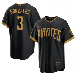 Replica Nick Gonzales #3 Blcak City Connect Baseball Embroidery Jersey | PIT Pirates Men Collection Edition 53843245