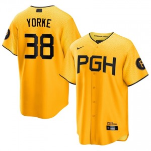 #38 Nick Yorke Pro-Grade Men City Connect Baseball Jersey | Pittsburgh Pirates Gold Fan Gear 35171254