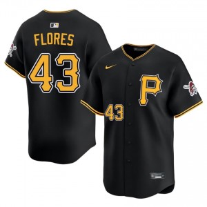 Men Rafael Flores #43 Black Limited Sewn Jersey | Pittsburgh Pirates Officially Licensed Baseball Gear 20959877