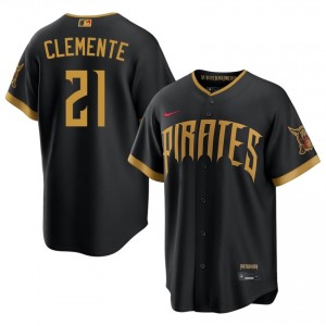 Professional Roberto Clemente #21 Blcak City Connect Baseball Sewn Jersey | PIT Men Collection Edition 18356861
