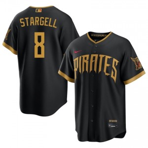 Exclusive Willie Stargell #8 Blcak City Connect Baseball Sewn Jersey | Pittsburgh Pirates Men Collection Edition 60897358