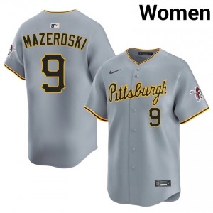PIT Pirates Bill Mazeroski #9 Gray Women Exclusive Baseball Embroidery Jersey | 2026 Season 68603138