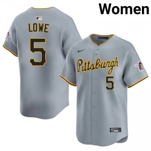 Pirates Brandon Lowe #5 Gray Women Durable Baseball Sewn Jersey | 2026 Season 31962525