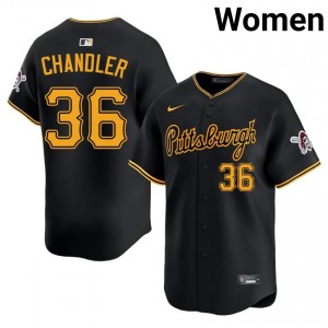 #36 Bubba Chandler Official Women Baseball Jersey | Pittsburgh Buccos Black Fan Gear 28415068
