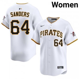 Cam Sanders #64 Pirates Baseball Jersey | Official Women White Stitched Edition 65366134
