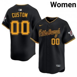 #00 Custom Genuine Women Baseball Jersey | Pirates Black Fan Gear 71075895