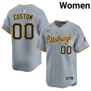 Pirates Custom #00 Gray Women Premium Baseball Embroidery Jersey | 2026 Season 59843725