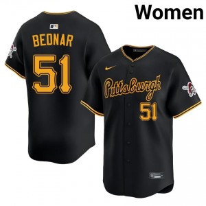 #51 David Bednar Elite Women Baseball Jersey | Pirates Black Fan Gear 59326960