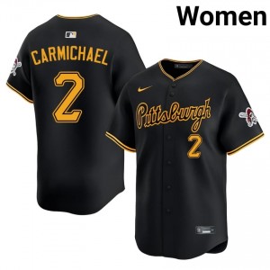 #2 Easton Carmichael Authentic Women Baseball Jersey | Pittsburgh Buccos Black Fan Gear 11406248