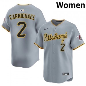 PIT Easton Carmichael #2 Gray Women Licensed Baseball Stitched Jersey | 2026 Season 46868130