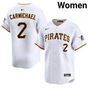Easton Carmichael #2 PIT Pirates Baseball Jersey | Officially Licensed Women White Sewn Edition 88019211