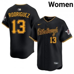 #13 Endy Rodriguez Gameday Women Baseball Jersey | Pittsburgh Pirates Black Fan Gear 24900516
