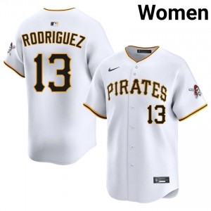 Endy Rodriguez #13 Pirates Baseball Jersey | Official Women White Stitched Edition 90389539