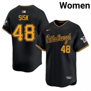 #48 Evan Sisk Classic Women Baseball Jersey | Pirates Black Fan Gear 16392666