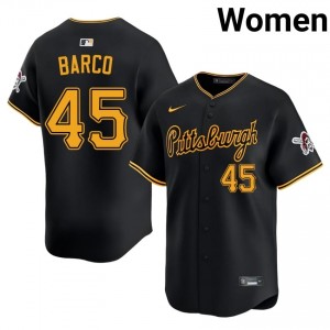 PIT Pirates Hunter Barco #45 Black Women Iconic Baseball Stitched Jersey | 2026 Season 14318402