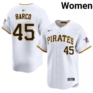 Licensed Hunter Barco #45 White Baseball Sewn Jersey | Pittsburgh Pirates Women Collection Edition 72357148