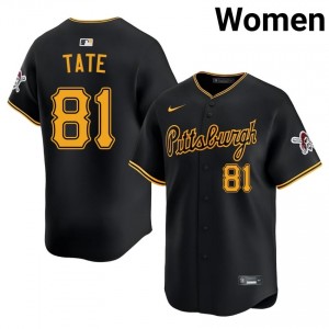#81 Joshua Tate Elite Women Baseball Jersey | PIT Pirates Black Fan Gear 40819412