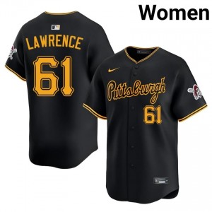 #61 Justin Lawrence Officially Licensed Women Baseball Jersey | Pirates Black Fan Gear 60599991