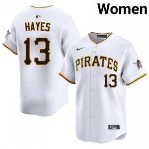 Ke'Bryan Hayes #13 PIT Baseball Jersey | Officially Licensed Women White Embroidery Edition 50141995